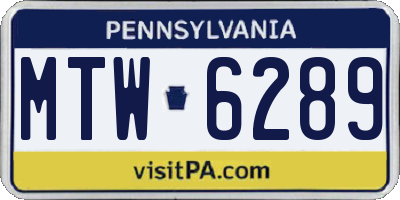 PA license plate MTW6289