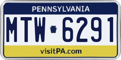 PA license plate MTW6291