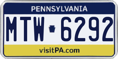PA license plate MTW6292