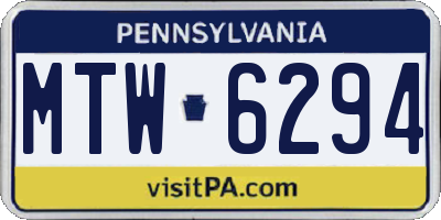 PA license plate MTW6294