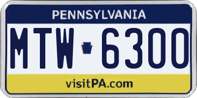 PA license plate MTW6300