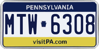 PA license plate MTW6308