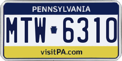 PA license plate MTW6310
