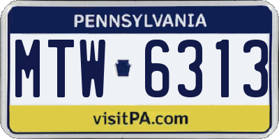 PA license plate MTW6313