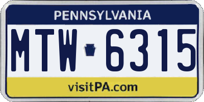 PA license plate MTW6315