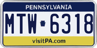 PA license plate MTW6318
