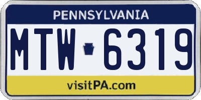 PA license plate MTW6319