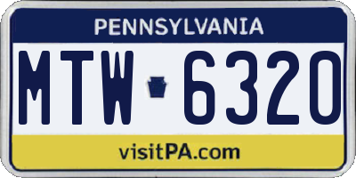 PA license plate MTW6320