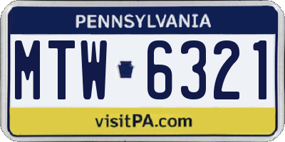 PA license plate MTW6321