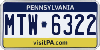 PA license plate MTW6322