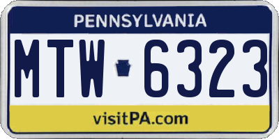 PA license plate MTW6323