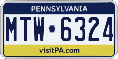 PA license plate MTW6324
