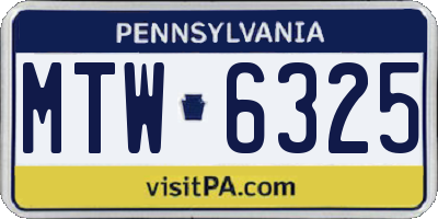 PA license plate MTW6325