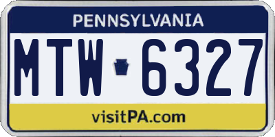 PA license plate MTW6327