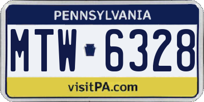 PA license plate MTW6328