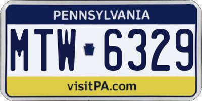 PA license plate MTW6329
