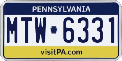 PA license plate MTW6331