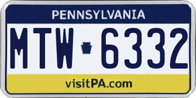 PA license plate MTW6332