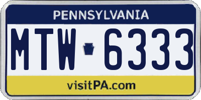 PA license plate MTW6333