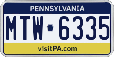 PA license plate MTW6335