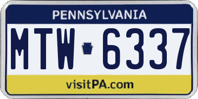 PA license plate MTW6337