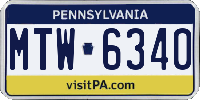 PA license plate MTW6340