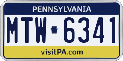 PA license plate MTW6341