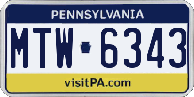 PA license plate MTW6343