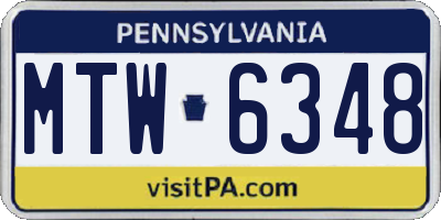 PA license plate MTW6348