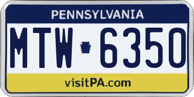 PA license plate MTW6350
