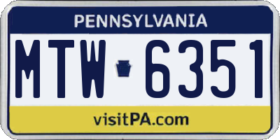 PA license plate MTW6351