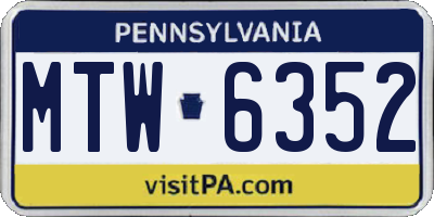 PA license plate MTW6352