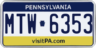 PA license plate MTW6353