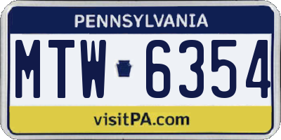 PA license plate MTW6354