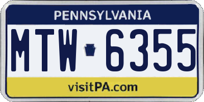 PA license plate MTW6355