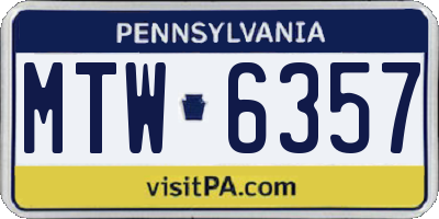 PA license plate MTW6357