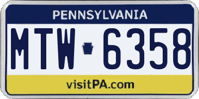 PA license plate MTW6358