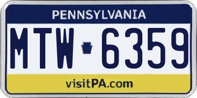 PA license plate MTW6359