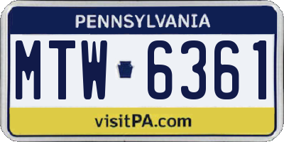 PA license plate MTW6361