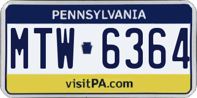 PA license plate MTW6364