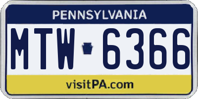 PA license plate MTW6366