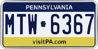 PA license plate MTW6367