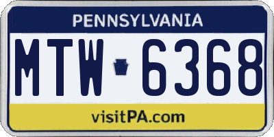 PA license plate MTW6368