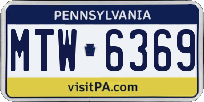 PA license plate MTW6369