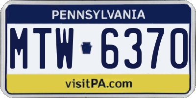 PA license plate MTW6370