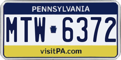 PA license plate MTW6372