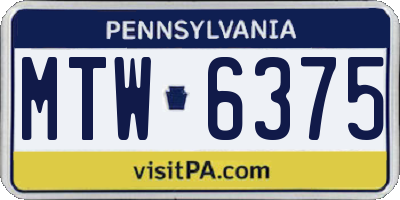 PA license plate MTW6375