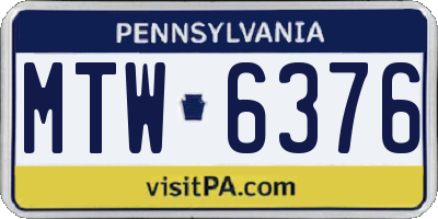 PA license plate MTW6376