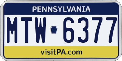 PA license plate MTW6377