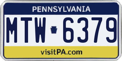 PA license plate MTW6379